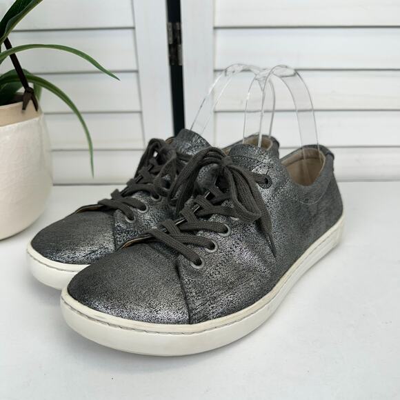 Birkenstock Arran Lace Up Low Sneaker‎ Metallic Silver Comfort Shoe EU 39 US 8 - Picture 1 of 10